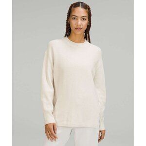 Lululemon 8 Merino Wool-Blend Rib Crewneck Sweater White Opal